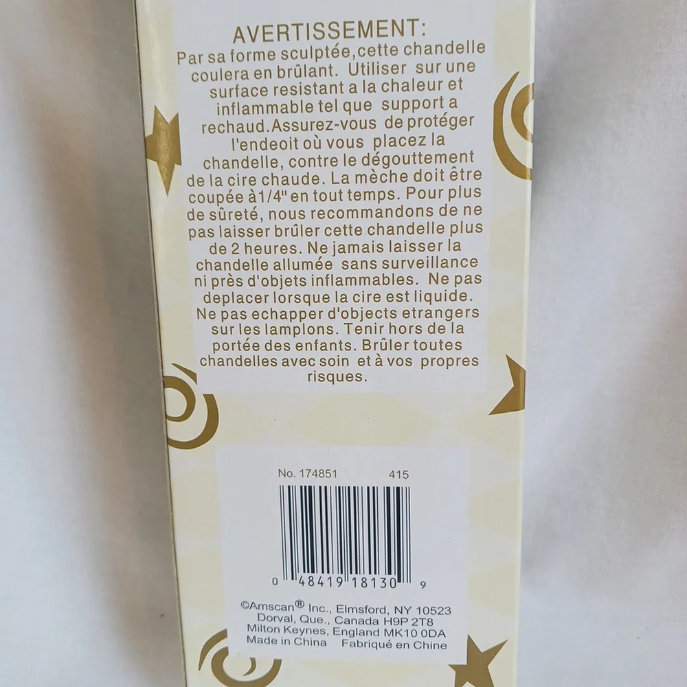 Amscan Champagne Bottle Chateau Celebrations Candle Set
